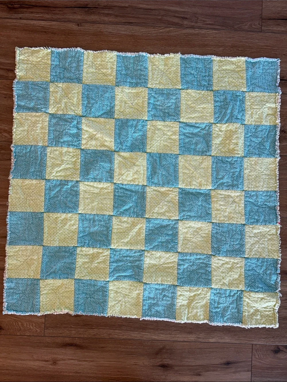 Handmade  Patchwork Baby Quilt with Dino Print Flannel Vintage